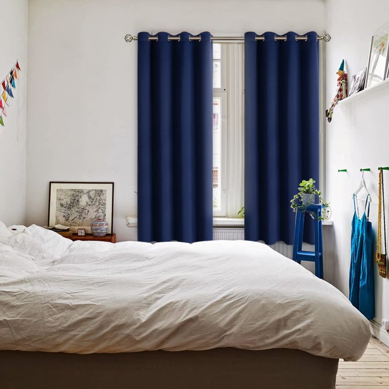 BGment Navy Blackout Curtains for Bedroom - Grommet Thermal Insulated Room Darkening Block Out Curtains for Living Room, Set of 2 Panels (52 x 63 Inch, Dark Blue) - Image 2